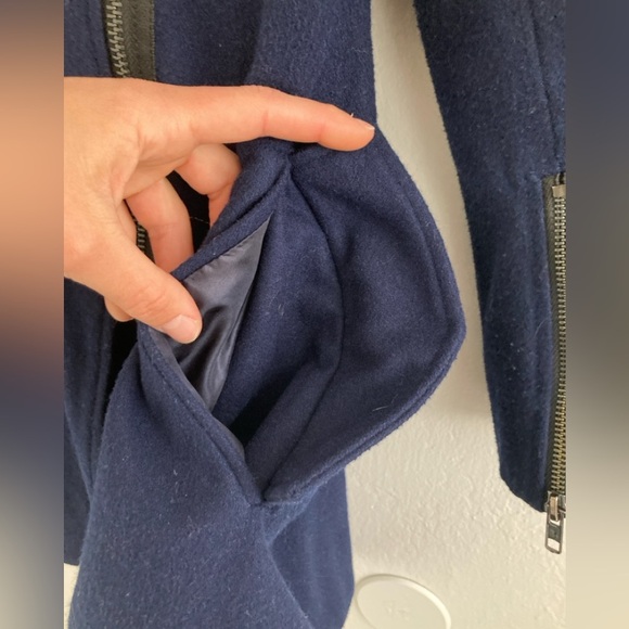 ASOS Wool Blend Coat Full Zip Navy Blue Asymmetric Military Preppy Academia US 8 - Picture 11 of 14